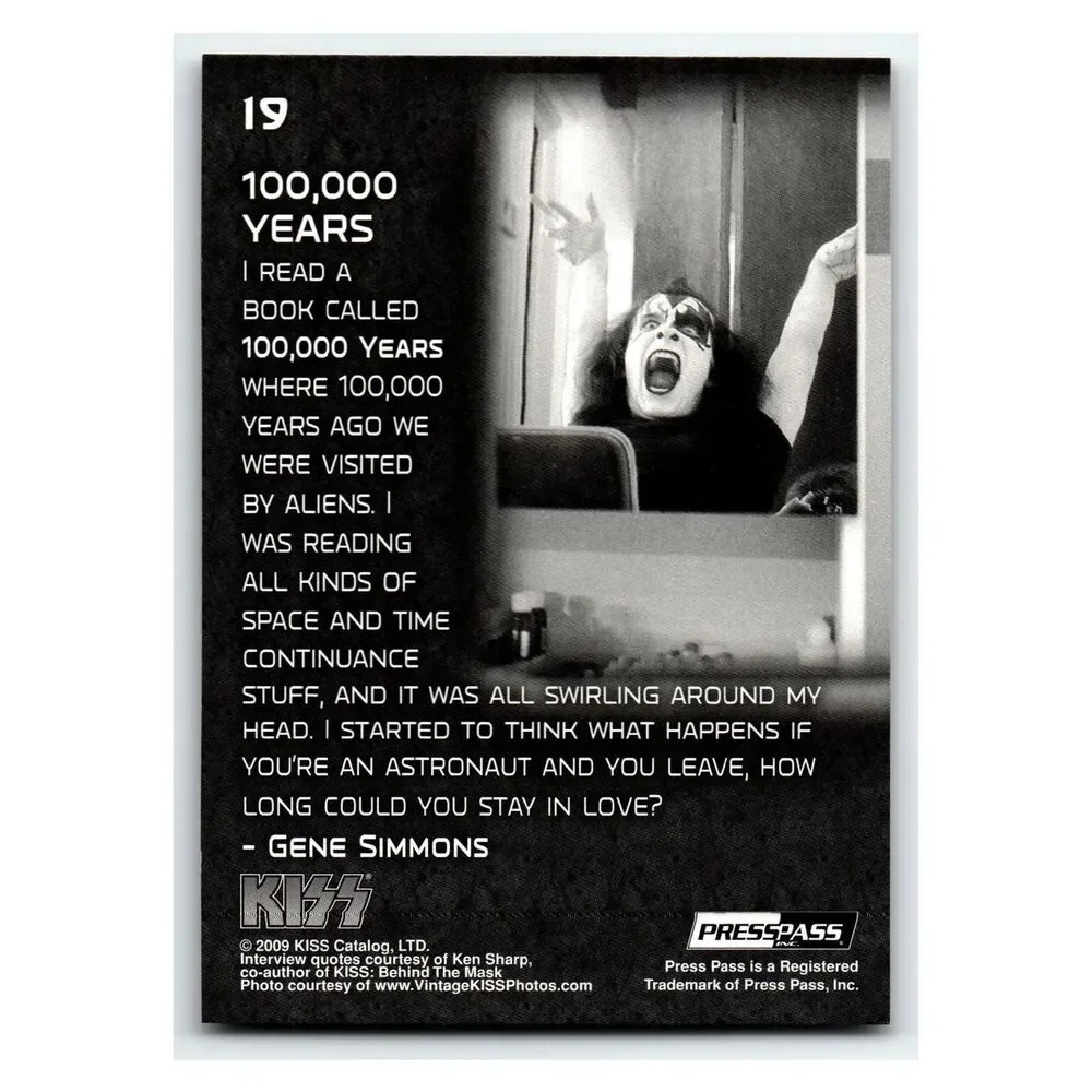 KISS Gene Simmons 2009 First KISS Press Pass 19 100,000 Years